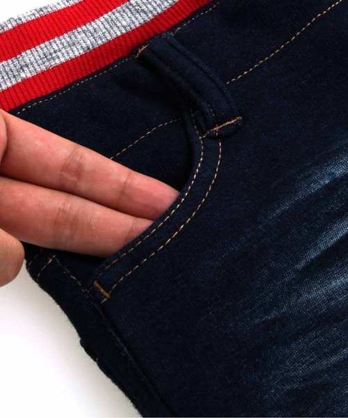 BREEZE(ブリーズ)の「あったかインディゴ裏シャギーロングパンツ(10分丈)(デニムパンツ・キッズ・ブルー/ネイビー・140/95/80/110/130/90/120/100)」の17枚目の写真