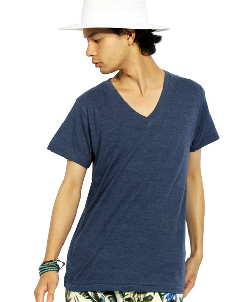 8(eight)(エイト)の「Vネック 無地 半袖 Tシャツ (Tシャツ/カットソー・メンズ・ホワイト/グレー/ブラック/ネイビー・LARGE/MEDIUM)」の1枚目の写真