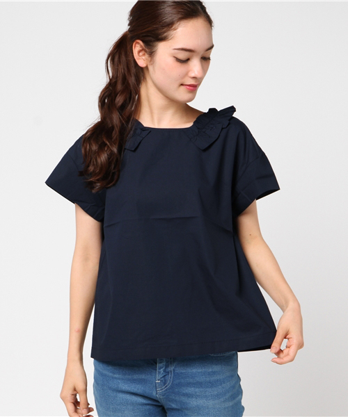 POU DOU DOU（プードゥドゥ）の「フリルブラウス（シャツ/ブラウス・レディース・オフホワイト/ブルー/ネイビー・3）」の2枚目の写真