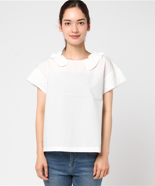 POU DOU DOU（プードゥドゥ）の「フリルブラウス（シャツ/ブラウス・レディース・オフホワイト/ブルー/ネイビー・3）」の7枚目の写真