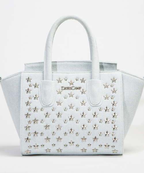 DRESSCAMP(ドレスキャンプ)の「DRESSCAMP (ドレスキャンプ)TRIANGULAR スタースタッズ2WAYデニムハンドバッグ(ハンドバッグ・レディース・スカイブルー・FREE)」の1枚目の写真