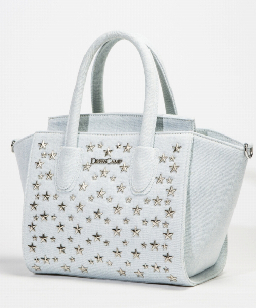 DRESSCAMP(ドレスキャンプ)の「DRESSCAMP (ドレスキャンプ)TRIANGULAR スタースタッズ2WAYデニムハンドバッグ(ハンドバッグ・レディース・スカイブルー・FREE)」の2枚目の写真