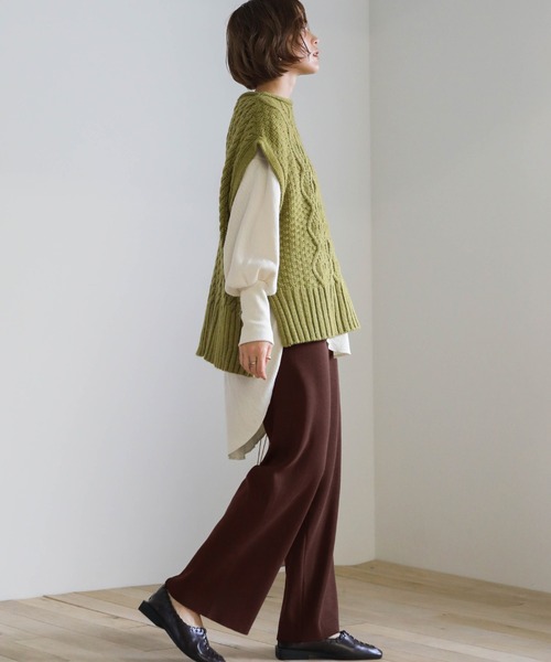 select MOCA(セレクトモカ)の「シンプルニットワイドパンツ(その他パンツ・レディース・ブラック/ベージュ/ブラウン・FREE)」の17枚目の写真