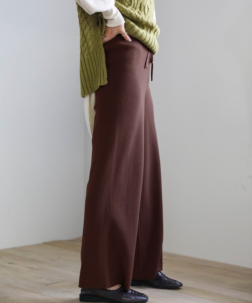 select MOCA(セレクトモカ)の「シンプルニットワイドパンツ(その他パンツ・レディース・ブラック/ベージュ/ブラウン・FREE)」の16枚目の写真