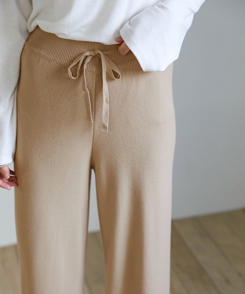 select MOCA(セレクトモカ)の「シンプルニットワイドパンツ(その他パンツ・レディース・ブラック/ベージュ/ブラウン・FREE)」の11枚目の写真