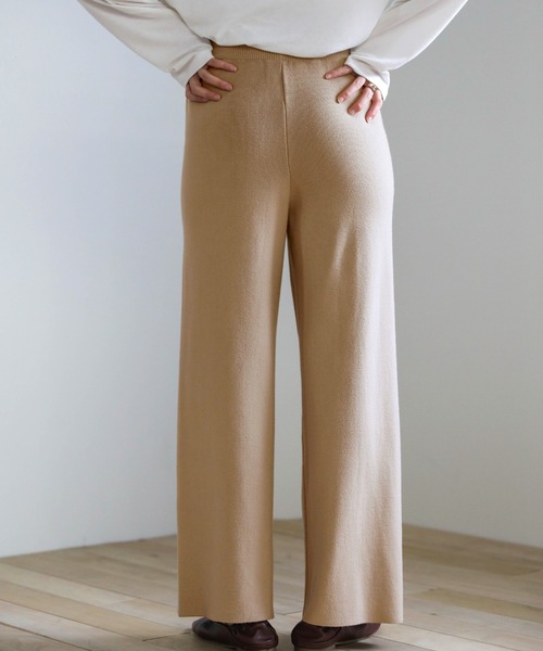 select MOCA(セレクトモカ)の「シンプルニットワイドパンツ(その他パンツ・レディース・ブラック/ベージュ/ブラウン・FREE)」の12枚目の写真