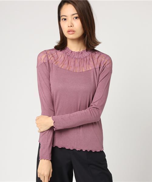 one after another NICE CLAUP（ワンアフターアナザーナイスクラップ）の「レーススタンドインナーT（Tシャツ/カットソー・レディース・ブラック/ベージュ/ピンク/アイボリー・FREE）」の11枚目の写真