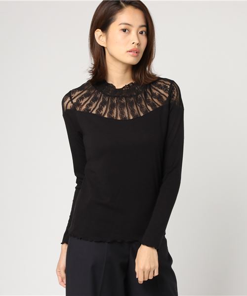 one after another NICE CLAUP（ワンアフターアナザーナイスクラップ）の「レーススタンドインナーT（Tシャツ/カットソー・レディース・ブラック/ベージュ/ピンク/アイボリー・FREE）」の13枚目の写真