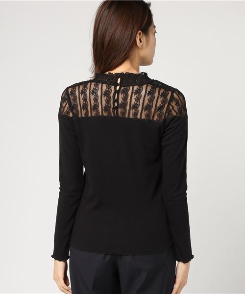 one after another NICE CLAUP（ワンアフターアナザーナイスクラップ）の「レーススタンドインナーT（Tシャツ/カットソー・レディース・ブラック/ベージュ/ピンク/アイボリー・FREE）」の6枚目の写真