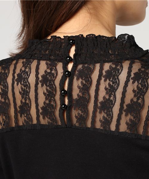 one after another NICE CLAUP（ワンアフターアナザーナイスクラップ）の「レーススタンドインナーT（Tシャツ/カットソー・レディース・ブラック/ベージュ/ピンク/アイボリー・FREE）」の8枚目の写真