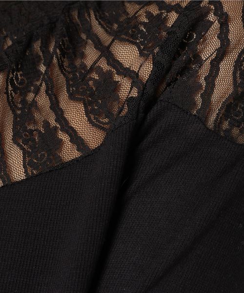 one after another NICE CLAUP（ワンアフターアナザーナイスクラップ）の「レーススタンドインナーT（Tシャツ/カットソー・レディース・ブラック/ベージュ/ピンク/アイボリー・FREE）」の10枚目の写真