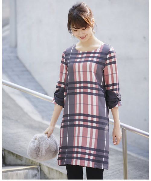 Tocco Closet トッコ クローゼット の チェック柄袖りぼんワンピース ワンピース Wear