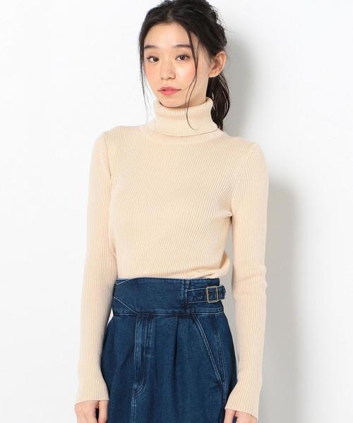 Another Edition（アナザーエディション）の「ベーシックリブタートルニット（ニット/セーター・レディース・ブラック/ナチュラル/ケリー/パープル・FREE）」の3枚目の写真