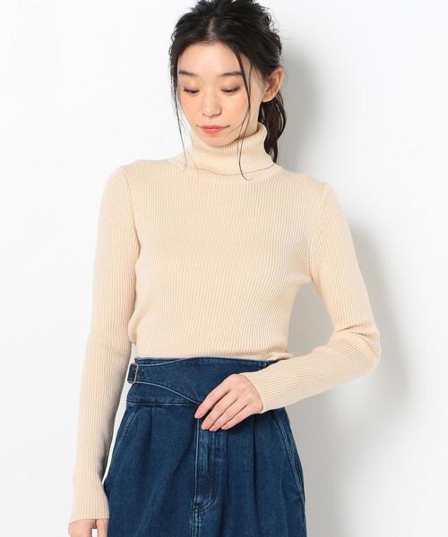 Another Edition（アナザーエディション）の「ベーシックリブタートルニット（ニット/セーター・レディース・ブラック/ナチュラル/ケリー/パープル・FREE）」の12枚目の写真