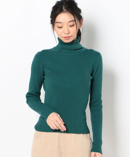 Another Edition（アナザーエディション）の「ベーシックリブタートルニット（ニット/セーター・レディース・ブラック/ナチュラル/ケリー/パープル・FREE）」の7枚目の写真