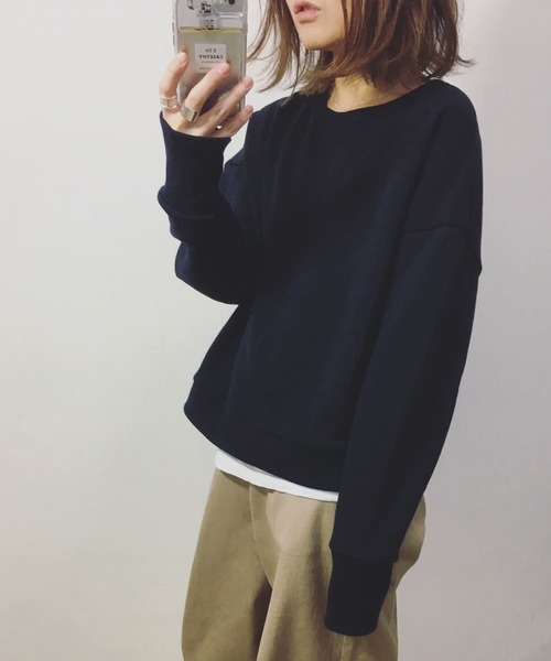 STUDIOUS(ステュディオス)の「【WEARISTA mayumi コラボ】コンパクトワイドスウェット(スウェット・レディース・アイボリー/ブラック/ブルー/ブラウン・FREE)」の2枚目の写真