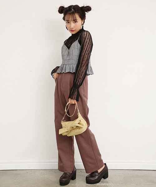 one after another NICE CLAUP（ワンアフターアナザーナイスクラップ）の「ビスチェ付きレーストップス（Tシャツ/カットソー・レディース・ピンク系その他/ドット/チェック・FREE）」の19枚目の写真