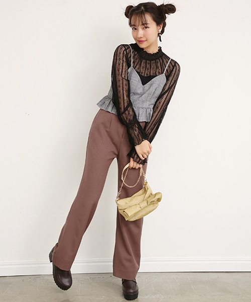 one after another NICE CLAUP（ワンアフターアナザーナイスクラップ）の「ビスチェ付きレーストップス（Tシャツ/カットソー・レディース・ピンク系その他/ドット/チェック・FREE）」の17枚目の写真