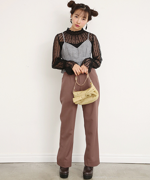 one after another NICE CLAUP（ワンアフターアナザーナイスクラップ）の「ビスチェ付きレーストップス（Tシャツ/カットソー・レディース・ピンク系その他/ドット/チェック・FREE）」の12枚目の写真