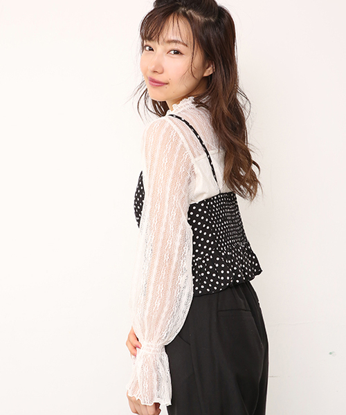 one after another NICE CLAUP（ワンアフターアナザーナイスクラップ）の「ビスチェ付きレーストップス（Tシャツ/カットソー・レディース・ピンク系その他/ドット/チェック・FREE）」の20枚目の写真