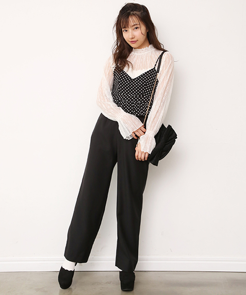 one after another NICE CLAUP（ワンアフターアナザーナイスクラップ）の「ビスチェ付きレーストップス（Tシャツ/カットソー・レディース・ピンク系その他/ドット/チェック・FREE）」の14枚目の写真