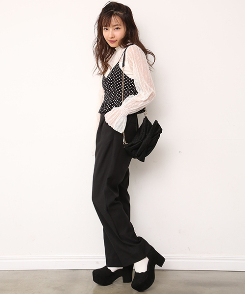 one after another NICE CLAUP（ワンアフターアナザーナイスクラップ）の「ビスチェ付きレーストップス（Tシャツ/カットソー・レディース・ピンク系その他/ドット/チェック・FREE）」の16枚目の写真