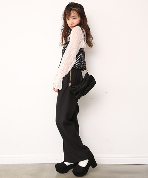 one after another NICE CLAUP（ワンアフターアナザーナイスクラップ）の「ビスチェ付きレーストップス（Tシャツ/カットソー・レディース・ピンク系その他/ドット/チェック・FREE）」の8枚目の写真