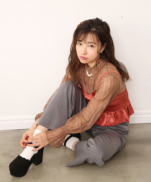 one after another NICE CLAUP（ワンアフターアナザーナイスクラップ）の「ビスチェ付きレーストップス（Tシャツ/カットソー・レディース・ピンク系その他/ドット/チェック・FREE）」の13枚目の写真