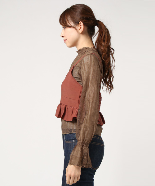 one after another NICE CLAUP（ワンアフターアナザーナイスクラップ）の「ビスチェ付きレーストップス（Tシャツ/カットソー・レディース・ピンク系その他/ドット/チェック・FREE）」の22枚目の写真