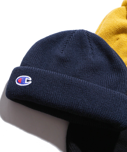 Champion（チャンピオン）の「∴WEGO/Champion ショートニットキャップ（ニットキャップ/ビーニー・メンズ・ブラック/ネイビー/マスタード・FREE）」の2枚目の写真
