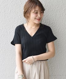 YOUNG&OLSEN:リブVネックTee◇