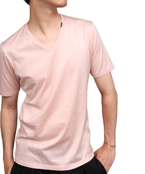 ato（アトウ）の「60/2T-CLOTH V-NECK T-SHIRT（Tシャツ/カットソー・メンズ・パープル/マスタード/ピンク/ブラック/ホワイト/ワイン/ネイビー/ブルー/エメラルドブルー/グリーン・46/48）」の9枚目の写真
