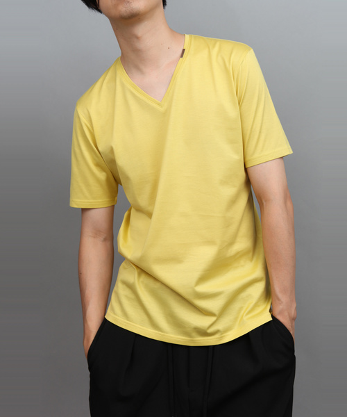 ato（アトウ）の「60/2T-CLOTH V-NECK T-SHIRT（Tシャツ/カットソー・メンズ・パープル/マスタード/ピンク/ブラック/ホワイト/ワイン/ネイビー/ブルー/エメラルドブルー/グリーン・46/48）」の8枚目の写真