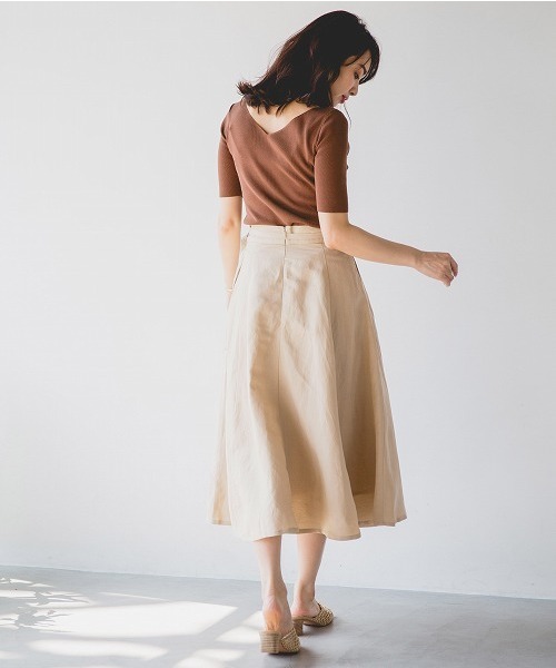 A part by（アパートバイ）の「L/Rキリカエフレアスカート　789655（スカート・レディース・ブラウン/ベージュ/ネイビー/レッド/ブラック系その他・MEDIUM/LARGE）」の13枚目の写真