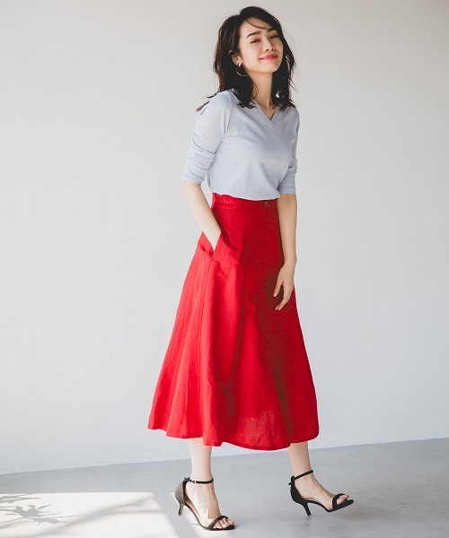 A part by（アパートバイ）の「L/Rキリカエフレアスカート　789655（スカート・レディース・ブラウン/ベージュ/ネイビー/レッド/ブラック系その他・MEDIUM/LARGE）」の6枚目の写真