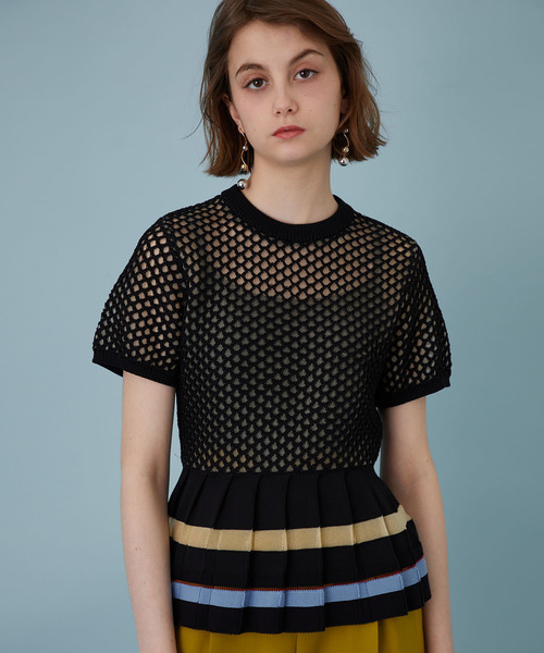 UNITED TOKYO(ユナイテッドトウキョウ)の「タックプリーツラティスニット(ニット/セーター・レディース・ブラック/ネイビー・1)」の15枚目の写真