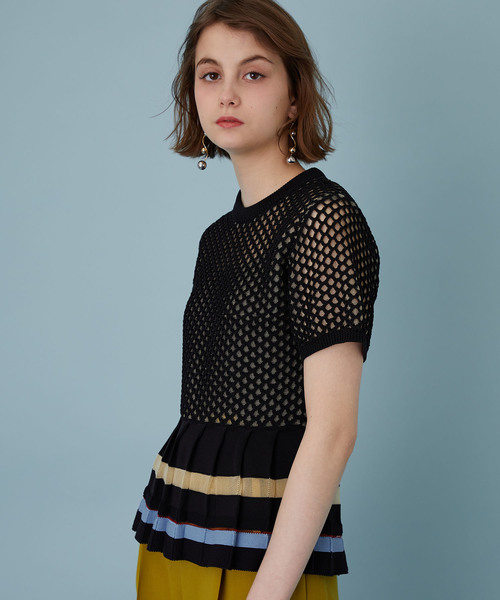 UNITED TOKYO(ユナイテッドトウキョウ)の「タックプリーツラティスニット(ニット/セーター・レディース・ブラック/ネイビー・1)」の14枚目の写真