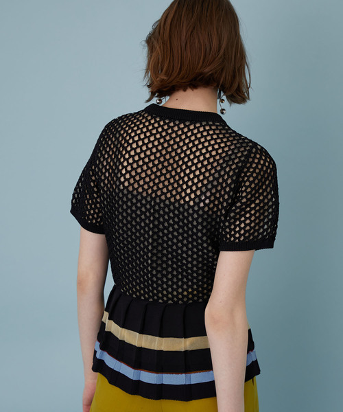 UNITED TOKYO(ユナイテッドトウキョウ)の「タックプリーツラティスニット(ニット/セーター・レディース・ブラック/ネイビー・1)」の13枚目の写真