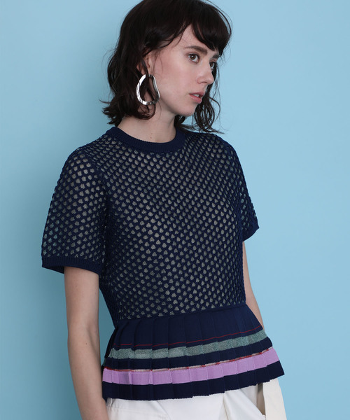 UNITED TOKYO(ユナイテッドトウキョウ)の「タックプリーツラティスニット(ニット/セーター・レディース・ブラック/ネイビー・1)」の16枚目の写真