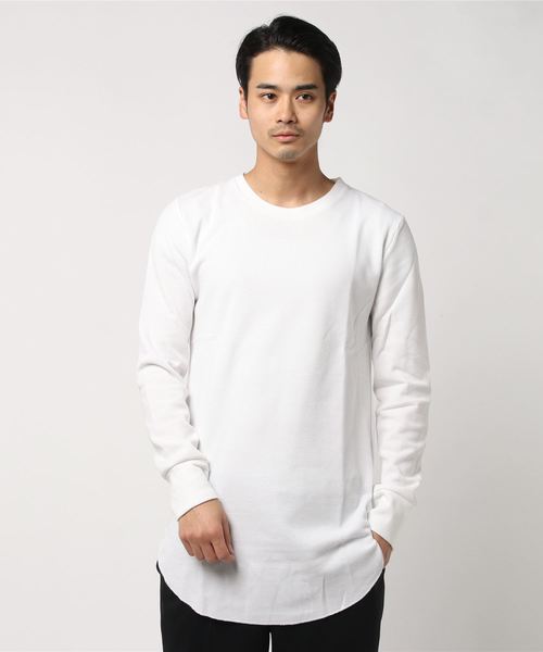 JOKER(ジョーカー)の「ワッフルロング丈長袖Tシャツ カットソー(Tシャツ/カットソー・メンズ・ブルー系その他/オフホワイト/カーキ/ベージュ/ブラック/ピンク・L/M/XL)」の2枚目の写真