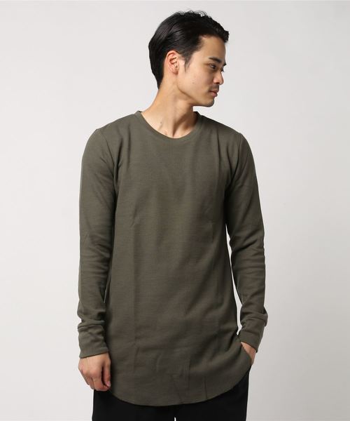 JOKER(ジョーカー)の「ワッフルロング丈長袖Tシャツ カットソー(Tシャツ/カットソー・メンズ・ブルー系その他/オフホワイト/カーキ/ベージュ/ブラック/ピンク・L/M/XL)」の1枚目の写真