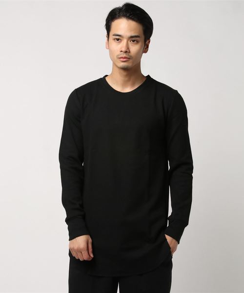 JOKER(ジョーカー)の「ワッフルロング丈長袖Tシャツ カットソー(Tシャツ/カットソー・メンズ・ブルー系その他/オフホワイト/カーキ/ベージュ/ブラック/ピンク・L/M/XL)」の3枚目の写真
