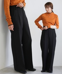 select MOCA | ハイウエストワイドパンツ/美形シルエット両ポケット付センターラインディテールワイドパンツ(スラックス)