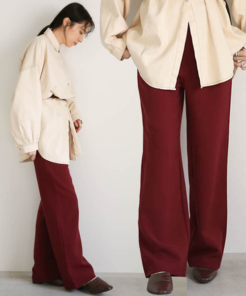 select MOCA(セレクトモカ)の「ハイウエストワイドパンツ(スラックス・レディース・ブラック/グリーン/ボルドー/グレイッシュブルー/レンガ/ブルー/ライトグリーン/ライトベージュ・SMALL/MEDIUM)」の7枚目の写真