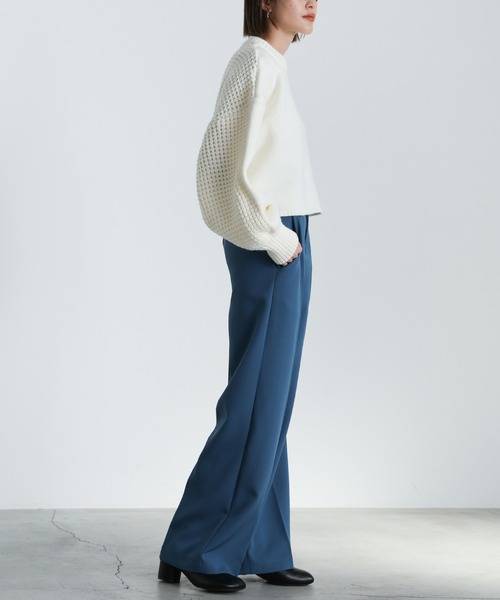 select MOCA(セレクトモカ)の「ハイウエストワイドパンツ(スラックス・レディース・ブラック/グリーン/ボルドー/グレイッシュブルー/レンガ/ブルー/ライトグリーン/ライトベージュ・SMALL/MEDIUM)」の12枚目の写真