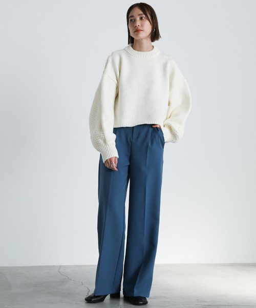 select MOCA(セレクトモカ)の「ハイウエストワイドパンツ(スラックス・レディース・ブラック/グリーン/ボルドー/グレイッシュブルー/レンガ/ブルー/ライトグリーン/ライトベージュ・SMALL/MEDIUM)」の9枚目の写真