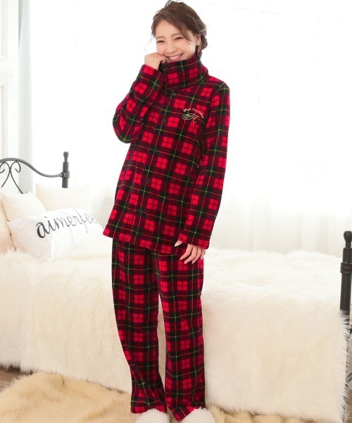 aimerfeel(エメフィール)の「ペアウォームフリースパジャマ(ルームウェア/パジャマ)」|クリアレッド