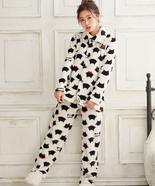 aimerfeel(エメフィール)の「ペアウォームフリースパジャマ(ルームウェア/パジャマ)」|ホワイト