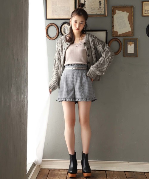 one after another NICE CLAUP(ワンアフターアナザーナイスクラップ)の「ベルトアソート裾フリルショートパンツ(その他パンツ・レディース・ブラック/ブラック系その他/ブラウン系その他/レンガ・FREE)」の21枚目の写真