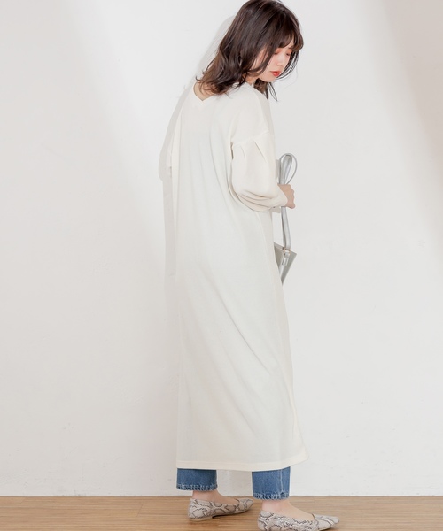 natural couture(ナチュラルクチュール)の「スナップボタン付ワッフルワンピース(ワンピース・レディース・オフホワイト/ブラック/ライトベージュ/ミント/レンガ/イエロー/ピンク系その他・FREE)」の2枚目の写真